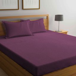 Klotthe Magenta Cotton Blend Double Bed Sheet with 2 Pillow Covers - Magenta-19