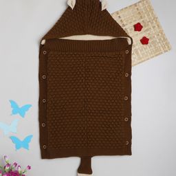 Yellow Apple Hooded Blanket Sleeping Bag With Fur - Brown-image-53