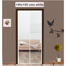 Classic Mosquito Net Magnetic Screen Fiberglass Mesh Curtain Patio Door With Full Frame Hook & Loop  - White-image-53
