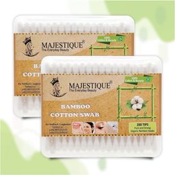 Majestique Bamboo Cotton Swabs Natural Wooden Cotton Swabs Ear Cleaning Buds Recyclable Cotton - 100 Swab - Pack of 2-18
