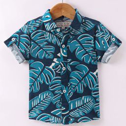 Jash Kids Cotton Half Sleeves Leaf Printed Shirt - Navy-image-31