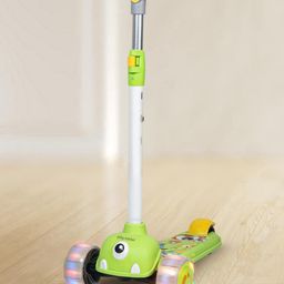 Play Nation Foldable  Kick Scooter with LED Wheels Wide Standing Deck & 3-Level Adjustable Handlebar - Green-21