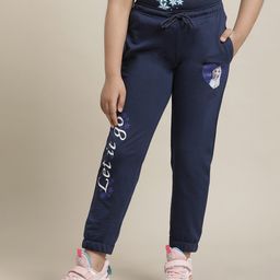 Kidsville Disney Frozen Featuring Elsa Printed Cotton Joggers  - Navy Blue-image-93