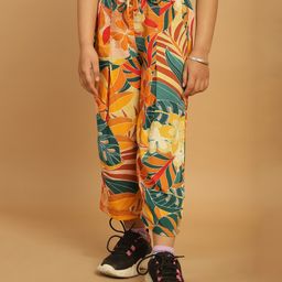 Mini & Ming Floral Printed Straight Fit Trousers - Blue-image-3