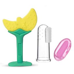 Enorme Silicone Moon Shape Yellow Teething Soft Teether and Baby Silicone Finger Toothbrush with case for Babies-20