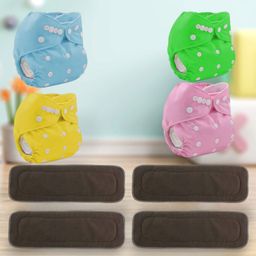 Sparkle Joy Washable & Reusable Cloth Diapers Combo Pack of 4 Freesize With 4 organic cotton Grey inserts (Multicolour)-20
