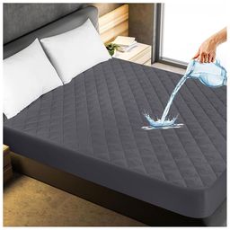 GADDA CO Waterproof Cotton-Feel Quilted Mattress Protector Queen Size, Hypoallergenic, Noiseless, Ultra-Soft Fitted Bed Protector, 78x60 Inches , Grey-image-57