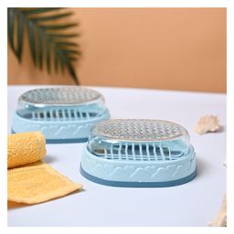 VONCASA Plastic Sky Blue Soap Dish - Set Of 2-image-19