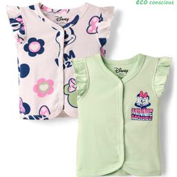 Babyoye Disney Interlock Knit Frill Sleeves Jhablas With Minnie Mouse Family Graphics Pack Of 2 - Pink & Light Green-image-59
