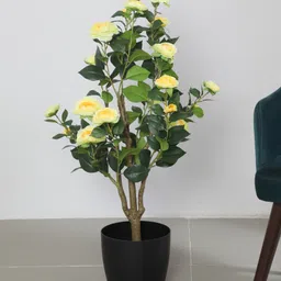 Arick Decor 3.1Ft Artificial Camellia Rose Flowers Plants with Pot Multicolor)-picture-42