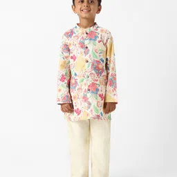 nautinati Nauti Nati Cotton Full Sleeves Floral Printed Kurta Pyjama Set - Multi Colour-picture-13