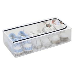 COZY VIBES Shoe Storage Bins Under Bed Shoe Storage Organiser Folding Under Bed Shoe Box With Transparent Lid Fits - Underbed Storage Solution- PACK OF 1- COLOR MAY VARY-17