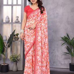 Nirmohi Fashion Floral Embroidered Georgette Saree With Unstitched Blouse Piece-image-83