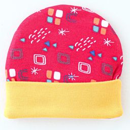OHMS Interlock Knit Cap Mittens and Booties Square Print Red - Diameter 10 cm image 2