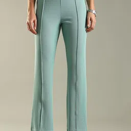 DOMIN8 Women Flared Fit Mid-Rise Regular Trousers-picture-9