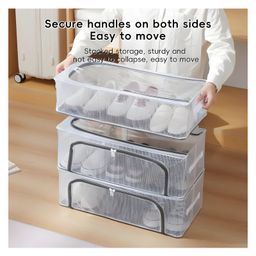 COZY VIBES Shoe Storage Bins Under Bed Shoe Storage Organiser Folding Under Bed Shoe Box With Transparent Lid Fits - Underbed Storage Solution- PACK OF 1- COLOR MAY VARY image 5