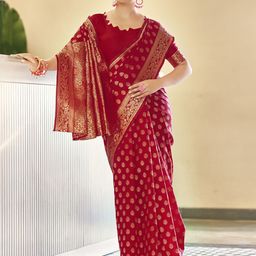 KALINI Floral Woven Design Zari Banarasi Saree-image-89