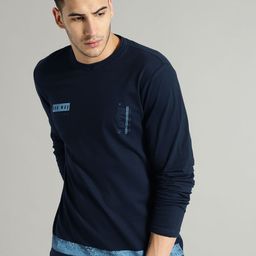 Roadster Time Travlr Men Navy Blue Printed Round Neck T-shirt-image-40