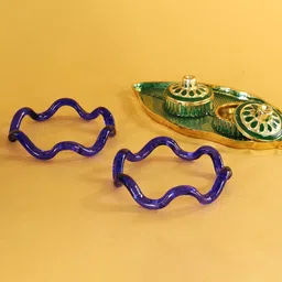 NMII Set of 2 Zig Zag Crystal Glass Bangles image 4