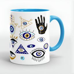 SUBLIKRAFT Blue & White Geometric Printed Ceramic Matte Mugs-image-18