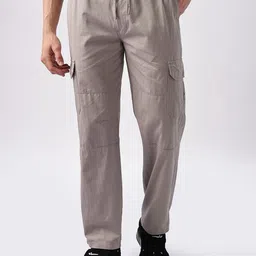 NEVER NEUD Men Cotton Relaxed Fit Mid-Rise Cargos Trousers-image-92