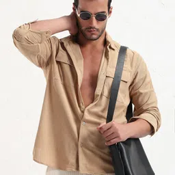 SHOWOFF Men Comfort Slim Fit Spread Collar Abstract Printed Corduroy Shirt-image-75