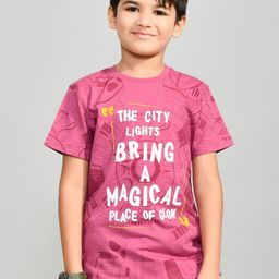 YOUMAA Boys Bio Finish Conversational Printed Round Neck Pure Cotton T-shirt-image-38