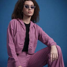 The Roadster Lifestyle Co. Solid Hooded Sweatshirt & Track Pants Co-Ord Set-image-36