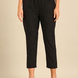 De Moza Women Striped Cotton Chinos Trousers-image-90