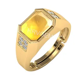 RRVGEM 12.25 Ratti Pukhraj Gold Plated Adjustable Yellow Sapphire Ring-12