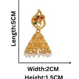 Anouk Red And Green Gold-Plated Ruby Studded Dome Shaped Jhumkas image 3
