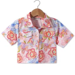 CrayonFlakes Boys Floral Printed Cotton Casual Shirt-25