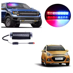 Cartronics 8 LED  Red Blue  Police Flasher Light for Hyundai Grand I10-45