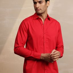 Uncluttered Closet Men Standard Fit Solid Spread Collar Cotton Casual Shirt-picture-15