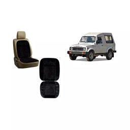 Auto Pearl Car Wooden Bead Seat Cushion with Velvet Border Compatible for Maruti Gypsy Set of 2 Pcs-image-18