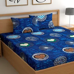 CG HOMES Blue 210 TC King Bedsheet with 2 Pillow Covers-image-92