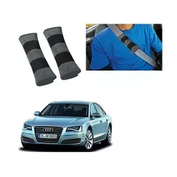 Auto Pearl Seat Belt Cushion (Pack of 2, Grey Black) Compatible for Audi R8-13
