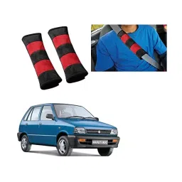 Auto Pearl Seat Belt Cushion (Pack of 2, Black, Red) Compatible for Maruti Suzuki 800-picture-30