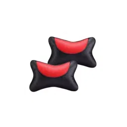 Auto Pearl Designer Car Neck Rest Pillow for Mahindra KUV 100 (Set of 2, Black, Red)-image-80