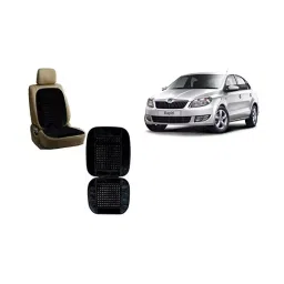 Auto Pearl Car Wooden Bead Seat Cushion with Velvet Border Compatible for Skoda Rapid - Set of 2 Pcs-image-6