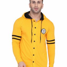 Blisstone Men Solid Hooded Neck Applique Slim Fit Cotton T-shirt-picture-47