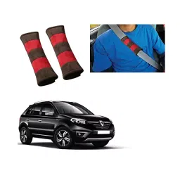 Auto Pearl Seat Belt Cushion (Pack of 2, Brown Red) Compatible for Renault Koleos-33