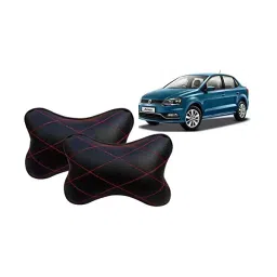 Auto Pearl Black Red CV Car Neck Rest Pillow Compatible for Volkswagen Ameo-image-98