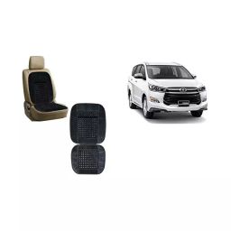 Auto Pearl Car Wooden Bead Seat Cushion with Grey Velvet Border Compatible for Innova Crysta 2019-image-6