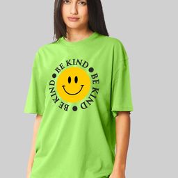 Leotude Women Typography Printed Round Neck Cotton Oversized T-shirt-image-99