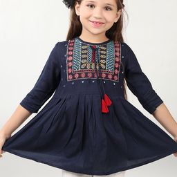 Miss & Chief Girls Embroidered Tie-Up Neck Ethnic Tiered Top-image-47