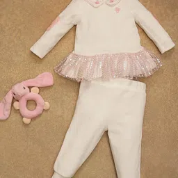 One Friday Girls Embellished Top With Joggers-image-45