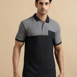 ECOLINE Clothing Men Antimicrobial Colourblocked Polo Collar T-shirt-image-82
