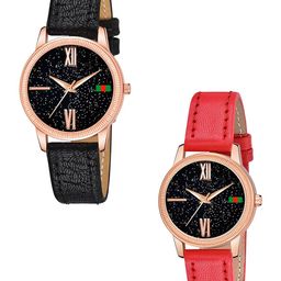 Gopal Shopcart Unisex Set Of 2 Dial & Straps Analogue Watch C25RG Roman BLK RED L-image-77