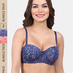 Amour Secret Pack Of 2 Printed Lightly Padded All Day Comfort Medium Coverage Seamless Bra-picture-33